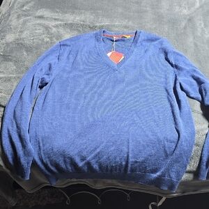 Men's Blue V-Neck Sweater